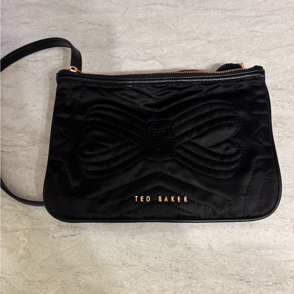 Ted Baker Black Quilted Crossbody Bag with Bow Detail